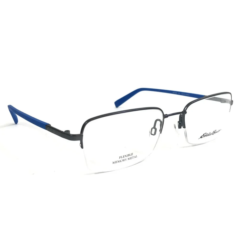 Eddie Bauer Eyeglasses Frames EB32035 BL Blue Gray Rectangle Half Rim 55-19-140